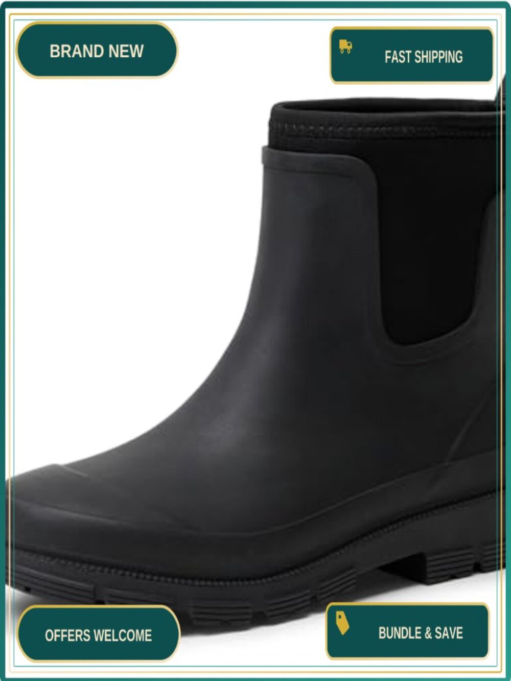 Women's Waterproof Chelsea Ankle Rain Boots Rubber Pull-On
